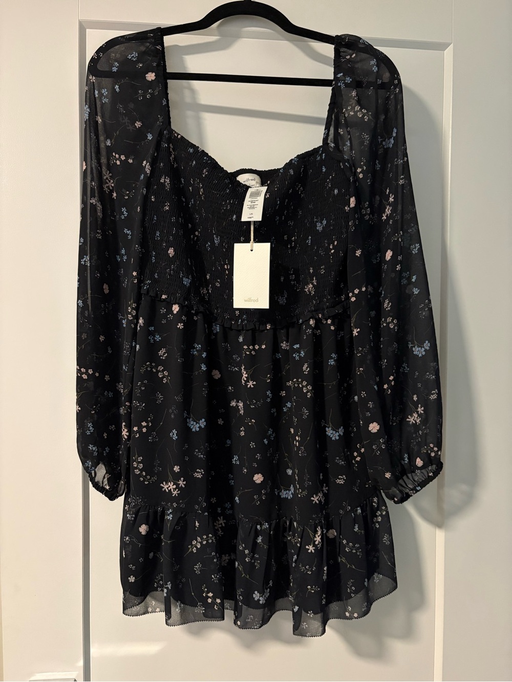 Wilfred Black Floral Smocked Peasant Tunic